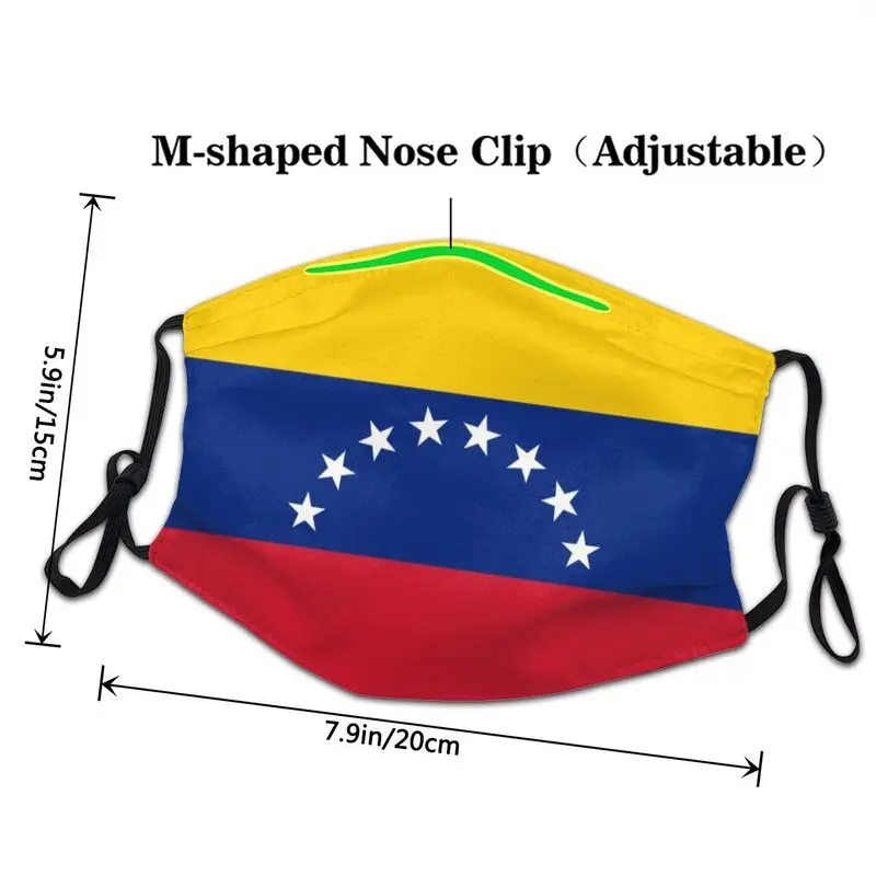 Vlajka Venezuela Tvár Masku Pre Dospelých Proti Oparu Maska Respirátor Ochrana Priedušná Úst Utlmiť