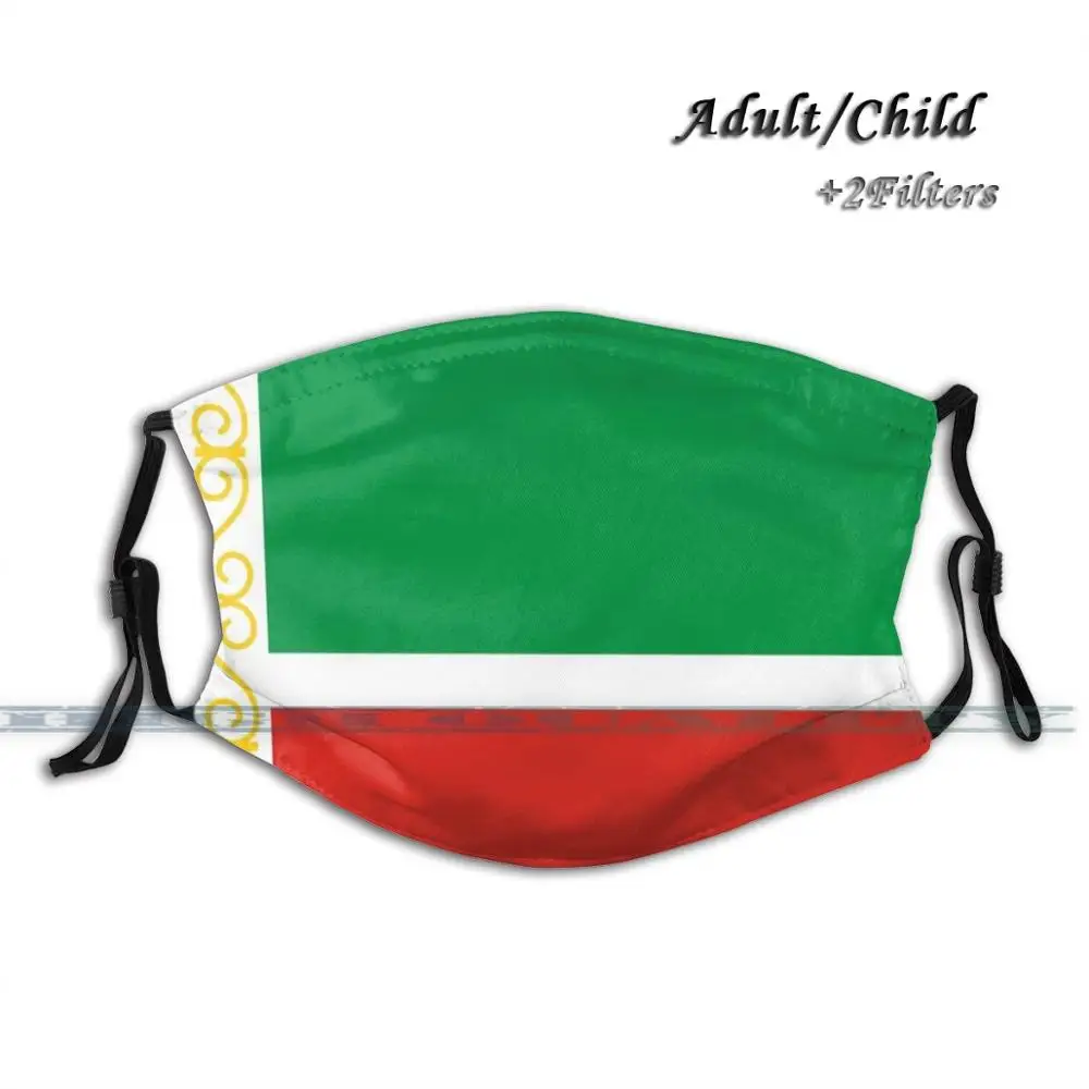 Vlajka Čečenskej Republiky Vlastný Dizajn Pre Dospelých, Deti Proti Prachu, Filter Diy Tlač Umývateľný Masku Na Tvár Čečenskej Republiky Krajiny