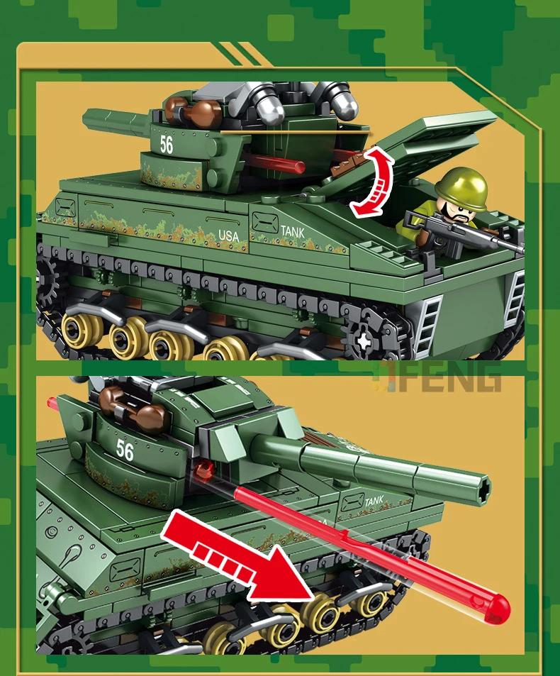 Vojenské Série M4 Sherman Stredný Tank model stavebné bloky Empires Armády obrázok tehly Kompatibilné hračky pre deti darček
