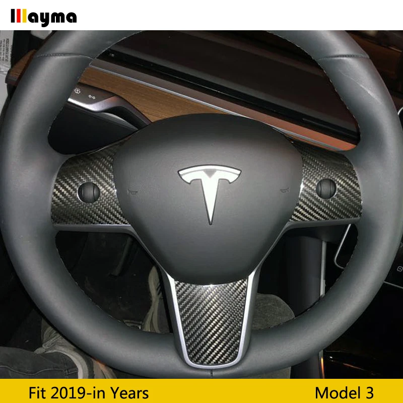 Volant Steering Panel Kryt Trim reálne Uhlíkových Vlákien vhodné pre Tesla Model 3 2017 2018 2019 Rok model 3 šport štýl 3 ks