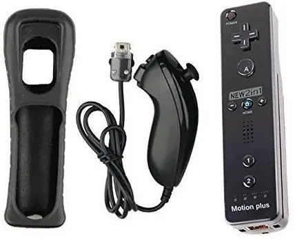 Vstavaný Motion Plus ovládač Pre Wii Bezdrôtový Hry Diaľkové Nunchuck Pre Wii 2 v 1, Bluetooth Hry Controle Silikónové Mäkké Prípade