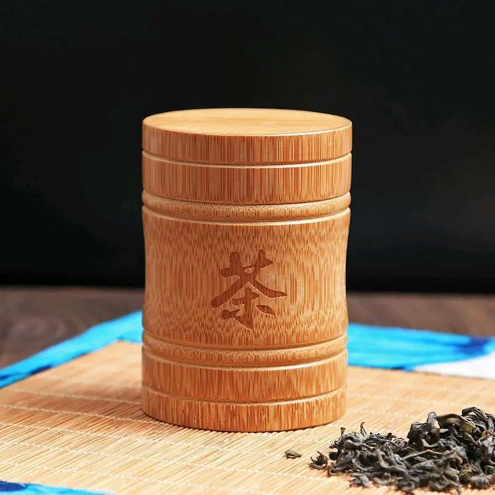 Vysoko Kvalitné Prenosné Bambusu Zapečatené Čaj Kanister S Čínsky Čaj Charakter Rytie Čajový List Úložný Box