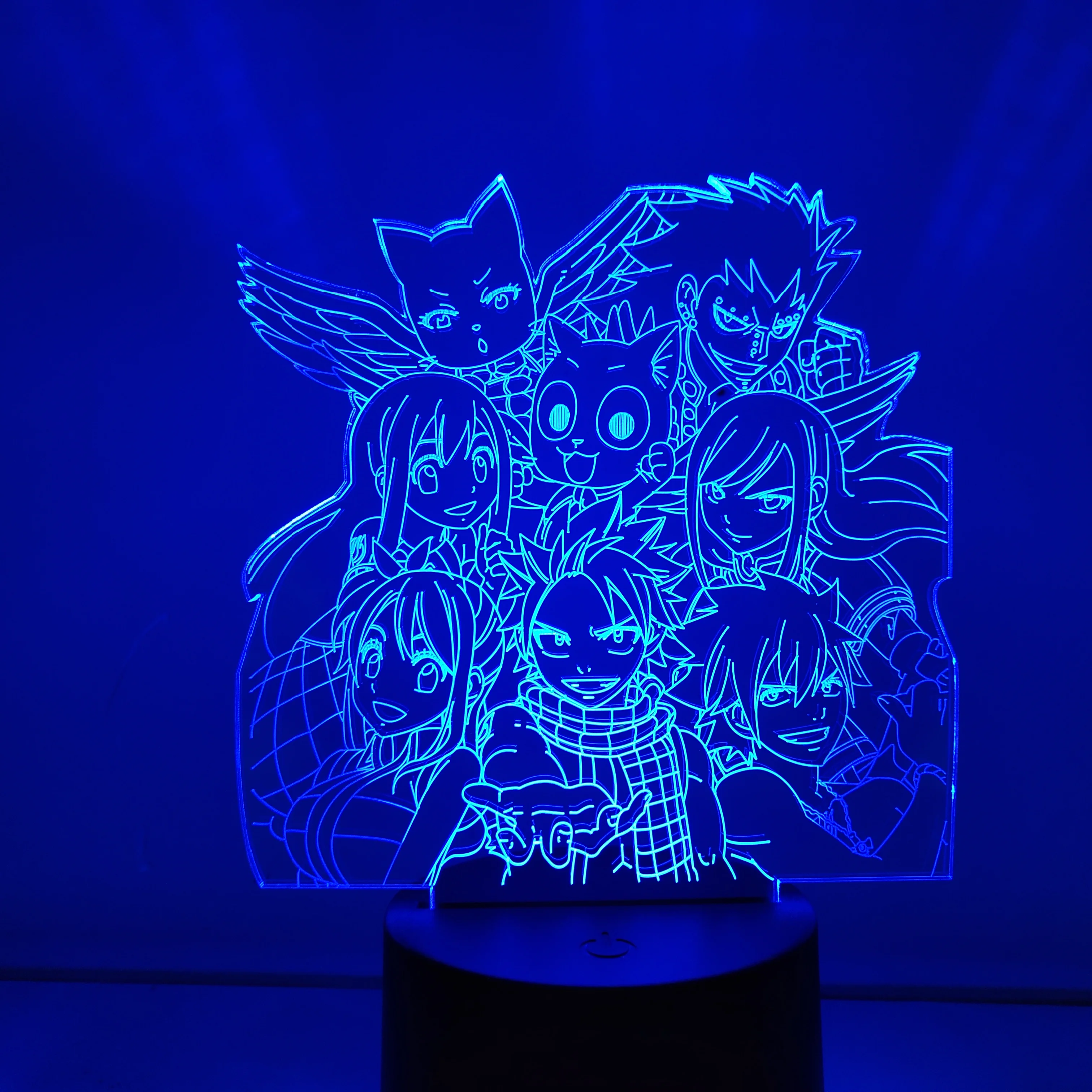 Víla Chvost Akcie Obrázok 3D LED Zmena Optickej Nočné Osvetlenie Anime Víla Chvost Natsu Lucy 3D Osvetlenie Model Hračky