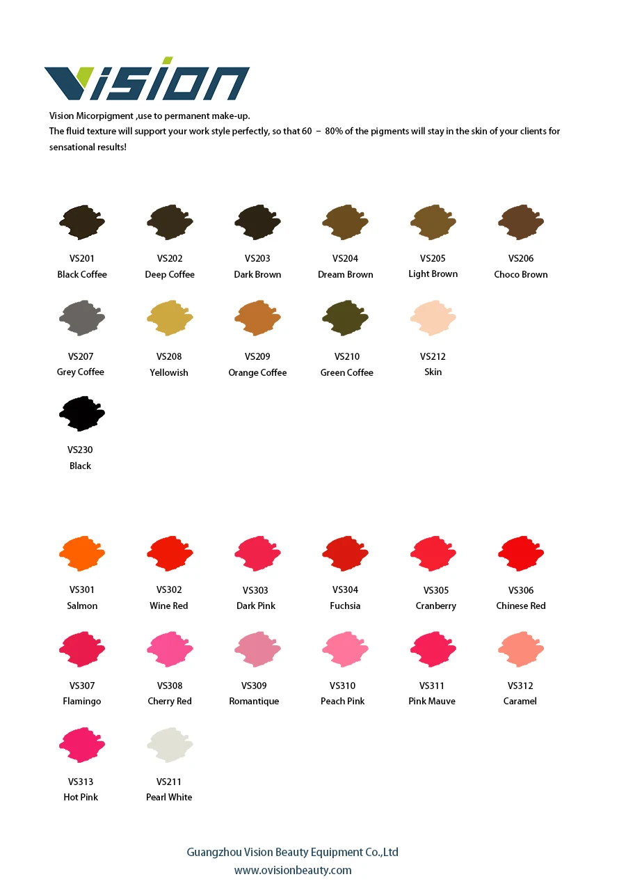 Vízia VS313Hot Ružová 3ml permanentného make-upu micro pigmentové farbenie lip gloss permanent obočia, očných liniek tattoo ink zmeniť pery farba