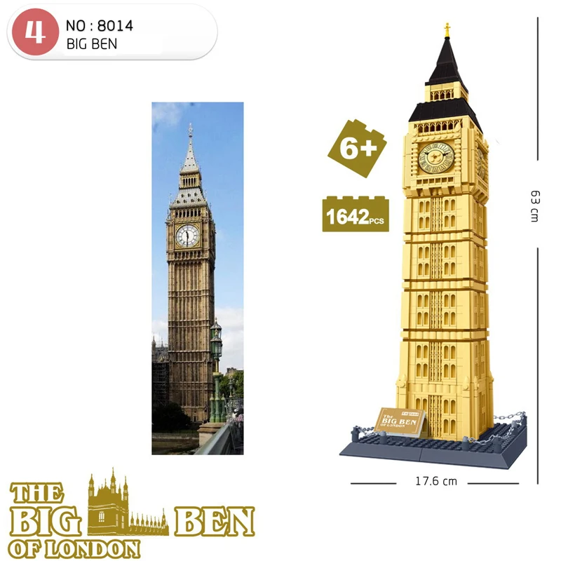 Wange 5216 1642pcs Londýnsky Big Ben Svete Konštrukcie Stavebné Bloky Tvorivé Architektúry Darček Deti Hračky Pre Deti