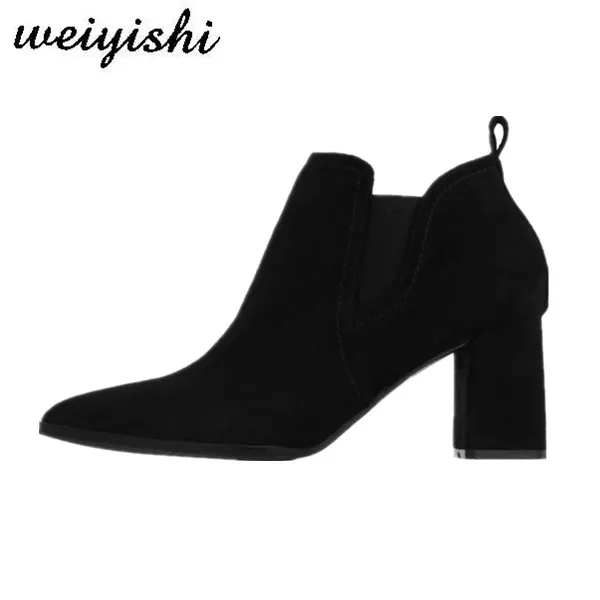 Weiyishi 2018 lady topánky stádo dámske topánky tenké podpätky členková obuv špicatou špičkou topánky 5cm