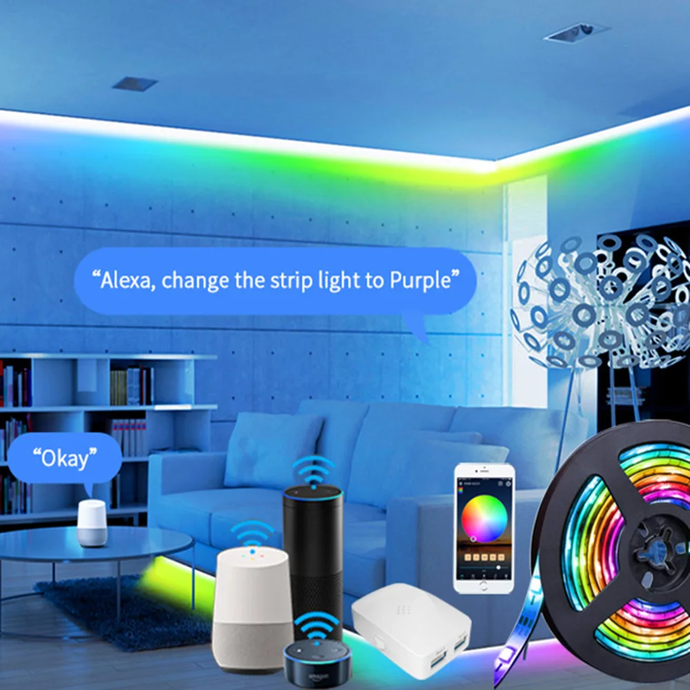 Wifi LED Pixel Pás Svetla RGBIC Adresný RGB IC Sen Farebné Kúzlo Dúhy Naháňa Účinok 5050 12V Farebné Pásky Synchronizácia Hudby