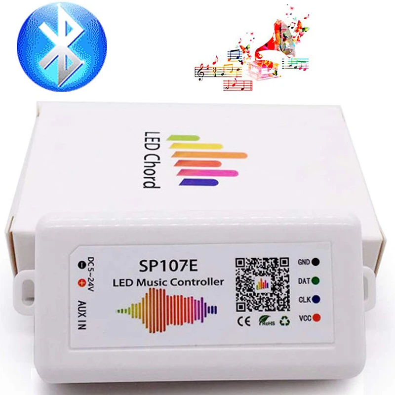 WIFI RGB SP107E Pixel IC SPI Hudby, Bluetooth ovládač pre WS2812 SK6812 SK9822 RGBW APA102 LPD8806 Pásy DC5-24V