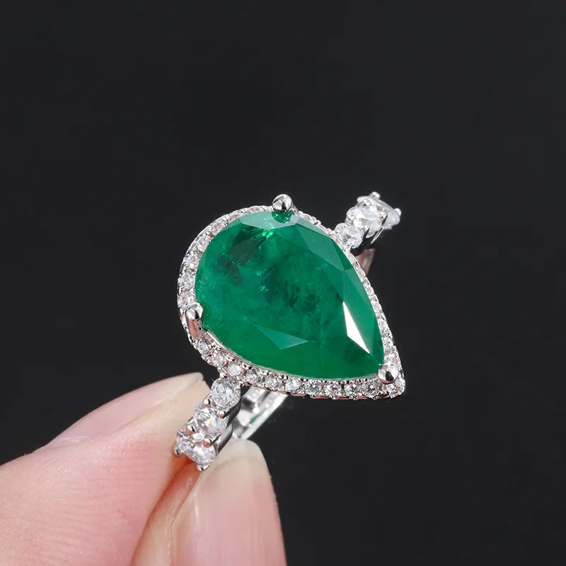 Wong Dážď 925 Sterling Silver Moissanite Hruška Emerald Drahokam Náušnice/Náhrdelník/Krúžok Svadobné Šperky, Zásnubné Sady Veľkoobchod