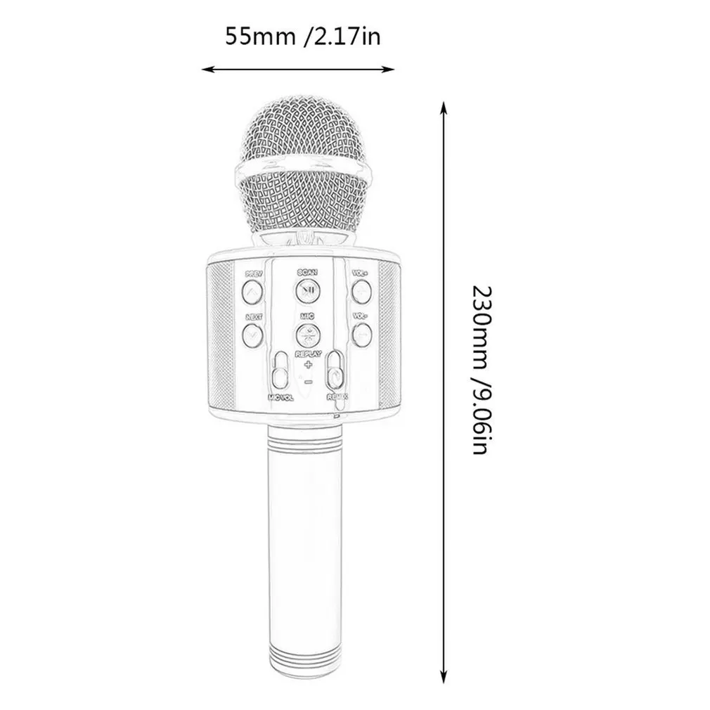 WS858 Prenosné Bluetooth Karaoke Mikrofón Bezdrôtový Profesionálny Reproduktor Domov Ktv Ručný Mikrofón