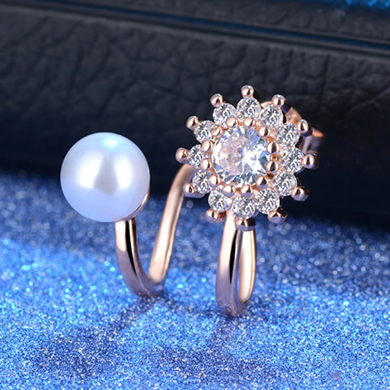 XIYANIKE 925 Sterling Silver Luxusný Pearl Kvety Očarujúce Crystal Kameň Stud Náušnice Vysokej Kvality Šperky Pre Ženy Darček