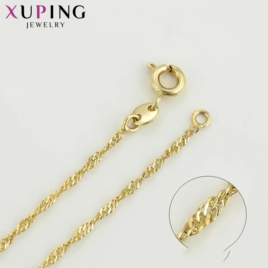 Xuping Módne Šperky Dlhý Náhrdelník Jednoduchý Dizajn Svetlo Žlté Zlato-farba Á pre Ženy, Darčeky 45232