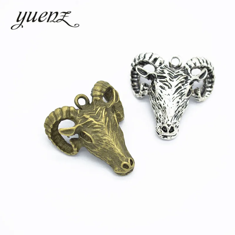 YuenZ 10 ks Starožitné Kúzlo kovové 3D Ram hlavu prívesky pre šperkov náhrdelník, takže 31*29mm D9226