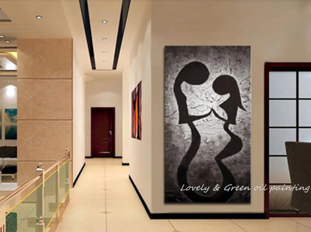 Zamilovať Milencov Priamo Od Umelca Ručne maľované Moderné Abstraktné Olej Maliarske Plátno na Stenu Umenie Domáce Dekorácie 45X90CM