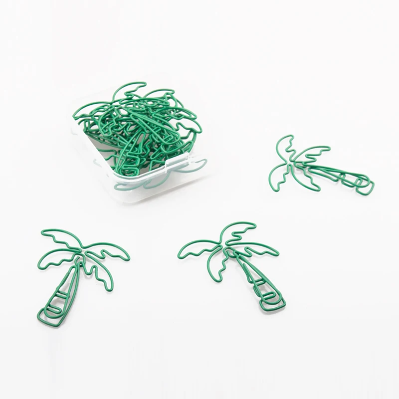 Zelený Kokosový strom tvarované spiniek Dekoratívne Plánovač Klipy Spinky Office Príslušenstvo Klip Záložku Roztomilý Papiernictvo Mini