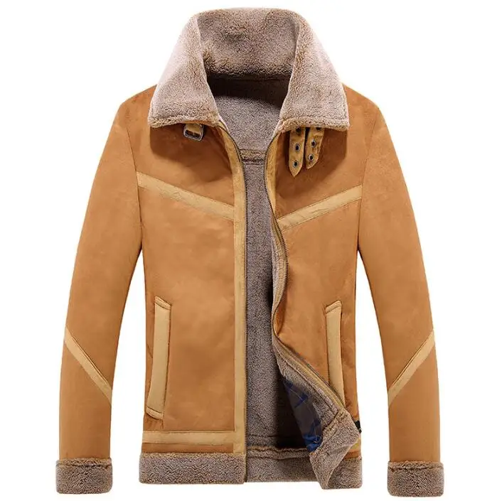 Zimná pánska kožená bunda khaki motocykel kabát mužov bundy Vintage umelú kožušinu oblečenie prispôsobené jaqueta de couro módne teplé