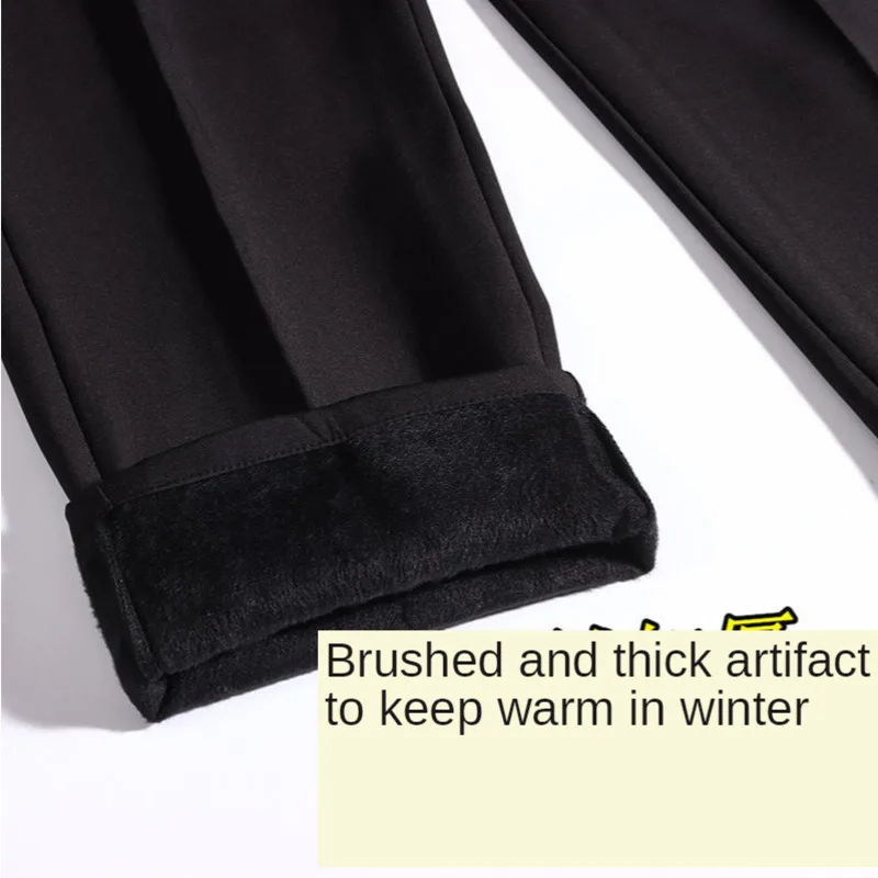 Zimné Plus Velvet Oblek Nohavice pánske Tenké Módne Business Black Bežné Nohavice Mužov Žijúcich kórejský Rovné Šaty, Nohavice Pánske S-3XL