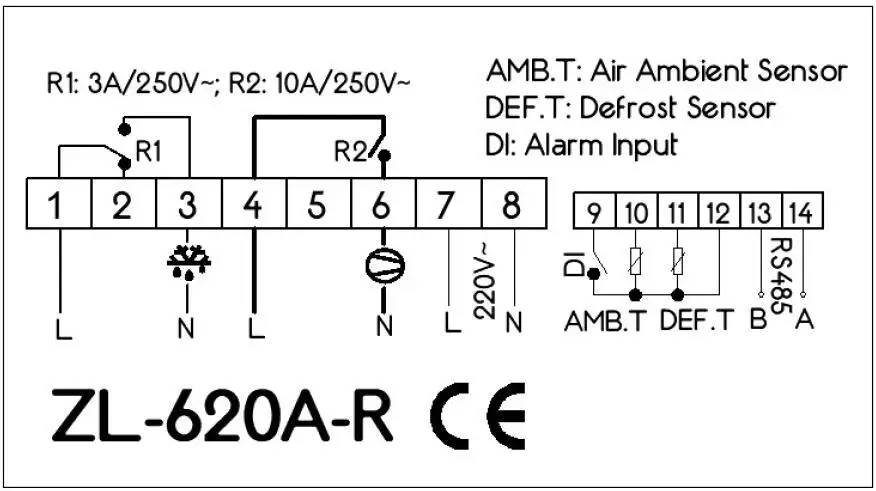 ZL-620A-R, RS485 Regulátor Teploty, Studený Radič ukladacieho zariadenia s Modbus, Lilytech