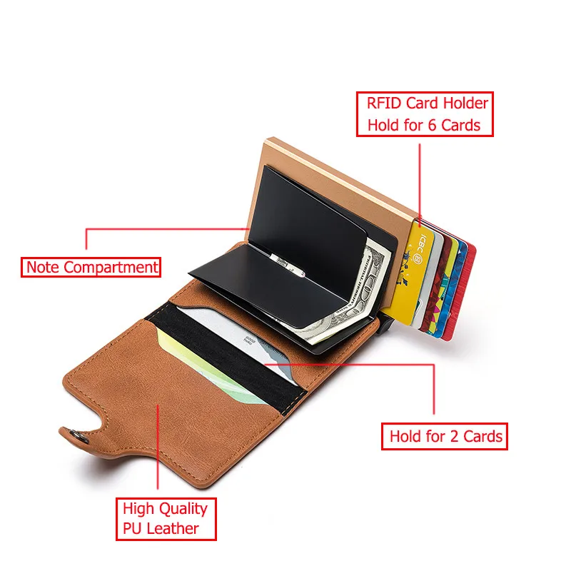 ZOVYVOL Hasp PU Kožené Bežné Držiteľa Karty Chránič Smart Peňaženky Kovové RFID Hliníkový Box Slim Muži Ženy Karty Prípade