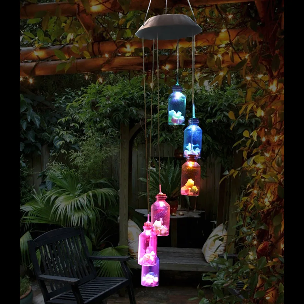 ZPAA Šťastie fľaša Solárne Napájanie LED Veterné Zvonkohry Svetlo Lampy Dvore LED Svetlo pre vnútorné Vonkajšie Záhradné Cesta Dekor Darček k Narodeninám