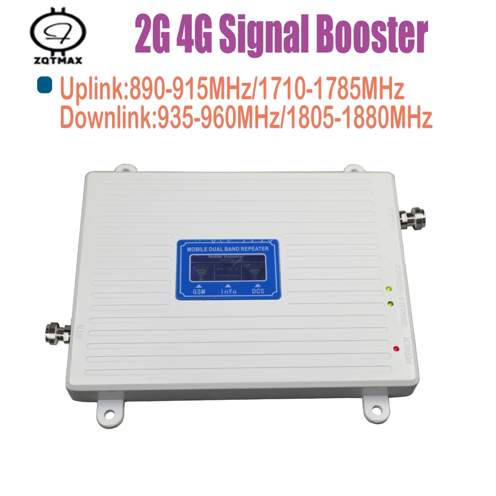 ZQTMAX 2G 4G Signál Booster GSM, DCS 900 1800 Opakovač signálu celulárnej siete lte 1800MHz Mobilný Telefón Zosilňovač