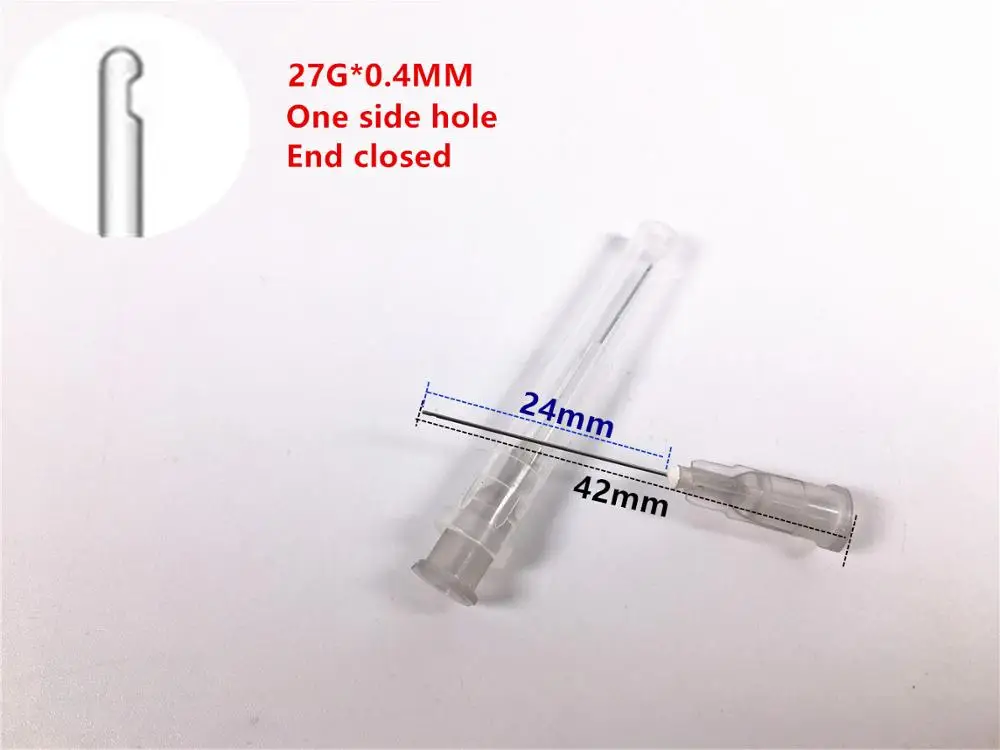 Zubné Endo Zavlažovanie Ihly 27G-Sivá Jednorazové Striekačky Tipy na Jednej Strane Otvoru 0,4 mm