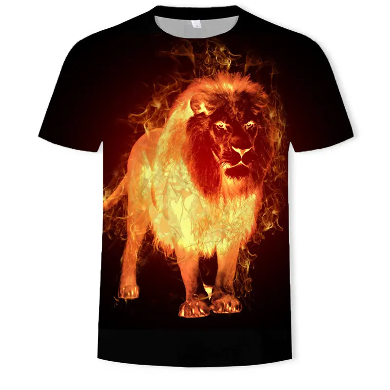 Zviera 3D tlač lev hlavu vzor-krátke rukávy T-shirt lete mužov tvorivé osobnosti súcitu veľké veľkosť