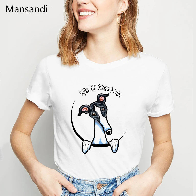 Zábavné tričká ženy biela čierna greyhound zvierat vytlačené t-shirt femme psa milovníkov bielej móde tričko žena tumblr topy čaj