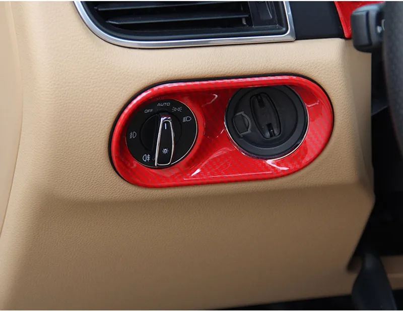 Červená karbónová Vytlačené Auto Svetlometu Ovládací Panel Nálepku Krytu Tvarovanie Výbava pre Porsche Macan 2016 2017 2018 2019