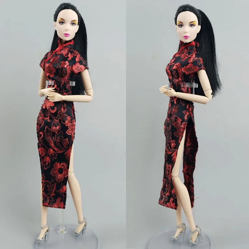 Červená Kvetinové Módne Bábiky Oblečenie Pre Bábiku Barbie Šaty Oblečenie Čínskej Tradičnej Qipao Oblečenie 1/6 Bábiky, Príslušenstvo DIY Hračka