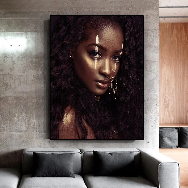 Čierna a Biela Africké Umenie Nahé Ženy, Plátno, Maľovanie Nordic Plagáty a Tlač Škandinávskych Wall Art Obrázok pre Obývacia Izba