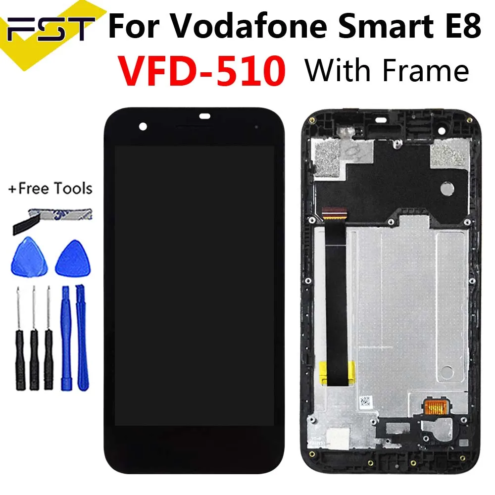Čierna Pre Vodafone Smart E8 VFD510 VFD 510 LCD Displej Dotykový Telefón Digitalizátorom. Montáž S Rámom+Nástroje