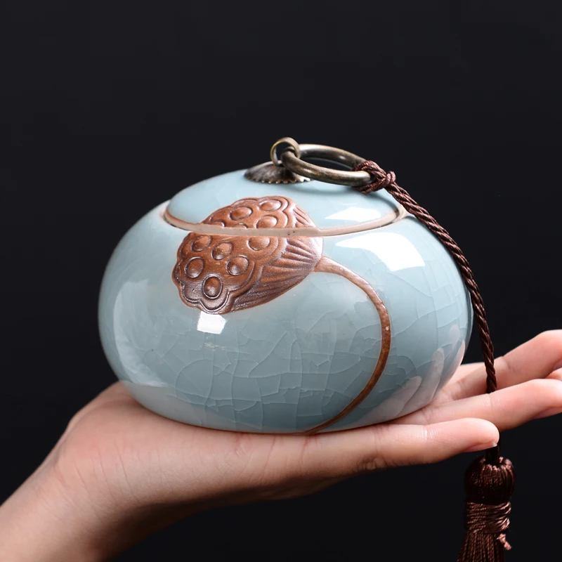 Čínsky Štýl Big Čaj Caddy Úložný Box Prenosné Hermeticky Čaj Plechovky Keramické, Porcelánové Kanister Na Korenie Organizátor Čaj Pohárov