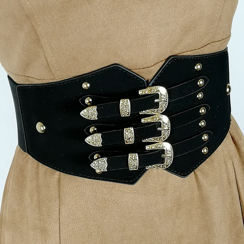 Široký elastický korzet pás plus veľkosť pásy pre ženy, kráľovský palác, zlatá pracka úsek cummerbunds veľké ceinture femme šaty riem