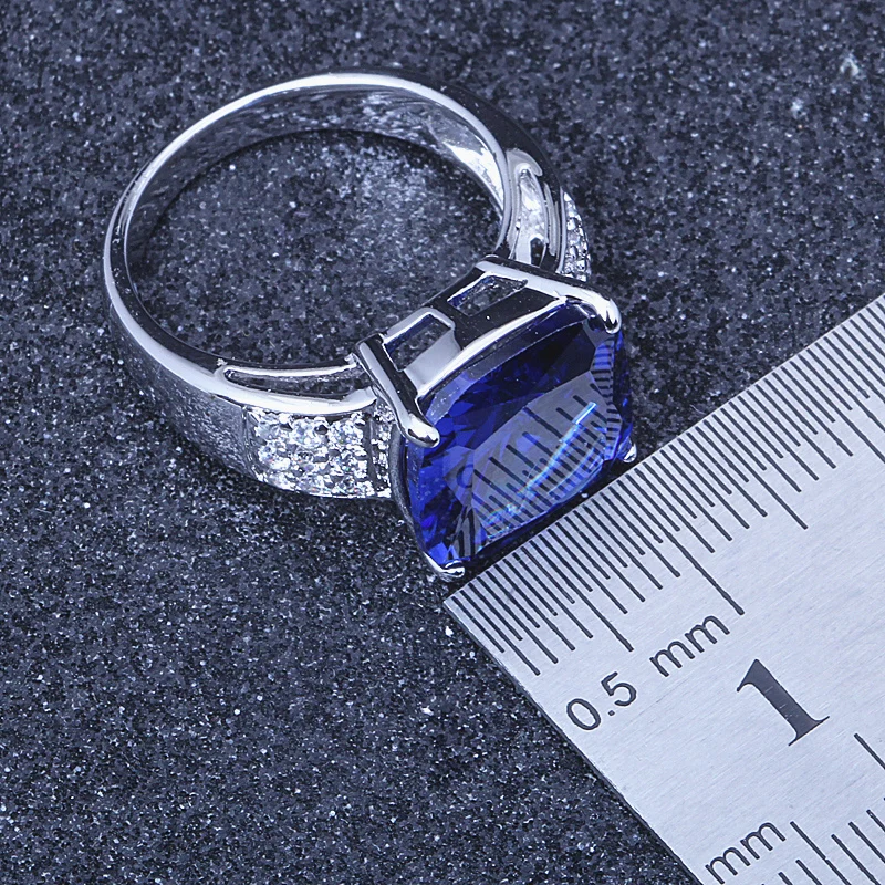 Šperky Tmavo Modrý Zirkón Snubné Prstene pre Ženy Zásnubný Prsteň s Kameňom Žien Krúžok s Darčeková Taška J358