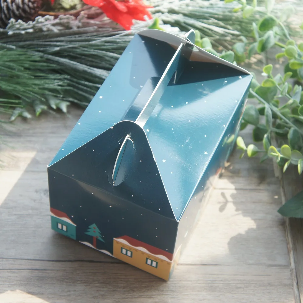 Štedrý Večer Dom Snehu 10pcs Papierovej krabičke s Sviečka 2 Veľkosť Vyberte si Cookie Candy Sviečka Jar Box Vianočný Večierok Darčeky Balenie