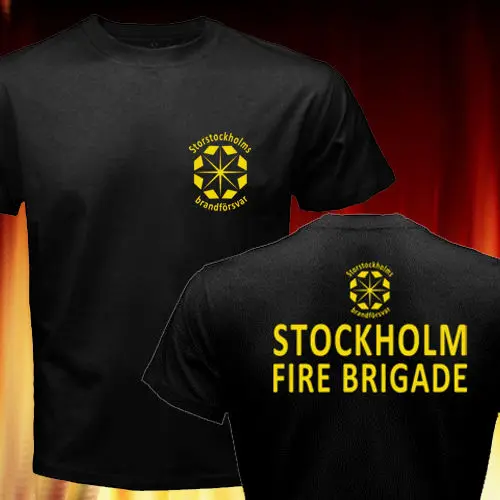 Švédsko Storstockholms Brandforsvar Štokholme hasiči Oheň Fighter 2019 pánskej Módy Kreslená Postavička Fitness T-Shirts