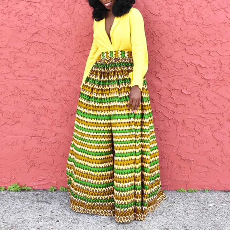Ženy Afriky Oblečenie Dashiki Tlač Afrike Nohavice Široké Nohy Vysoký Pás Nohavice Ankara Afriky Šaty pre Ženy Župan Africaine