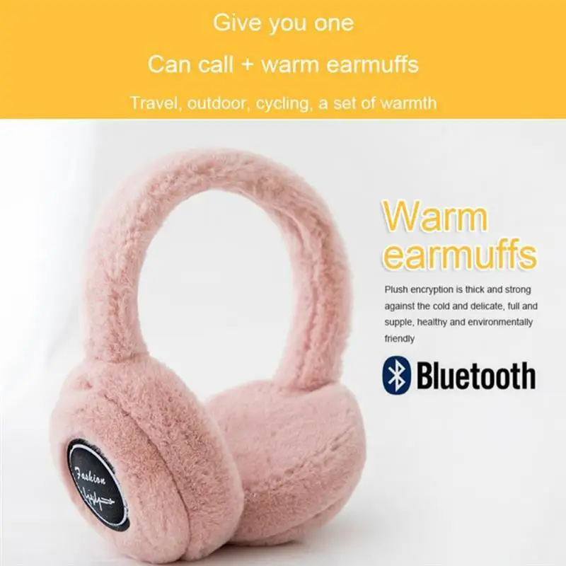 Ženy Bezdrôtové Bluetooth Slúchadlá S Mikrofónom Cez Ucho Headset Teplé Načechraný Earmuff Zimné Dropship