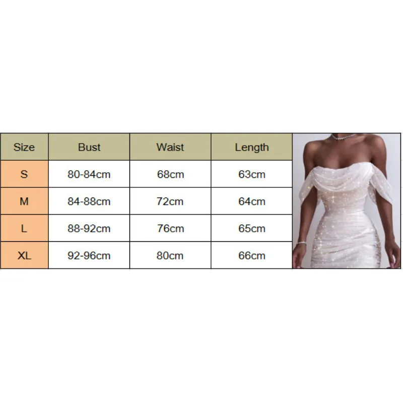 Ženy Bodycon Slim Mimo Ramenný Sequin Šaty, Sveter Strany Klubu Mini Šaty Bez Ramienok Formálne Narodeniny Biele Šaty