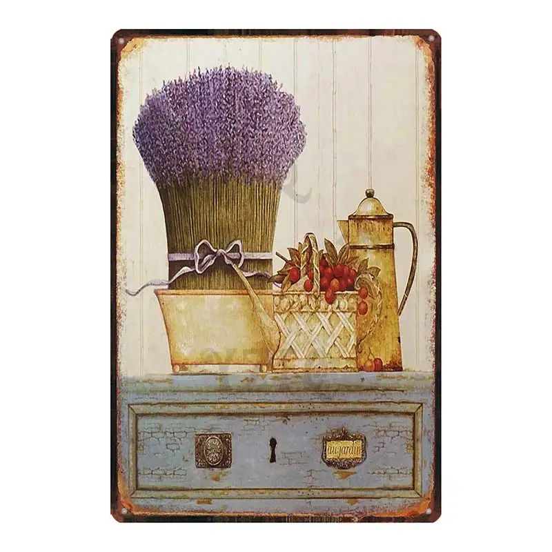 【YZFQ] vyzýva Lavanda Vintage Kvety Známky Doska, Kov Záhrada Pravidlá Vintage Stene Panel Home Art Retro Dom Dekor 30X20CM DU-7809B