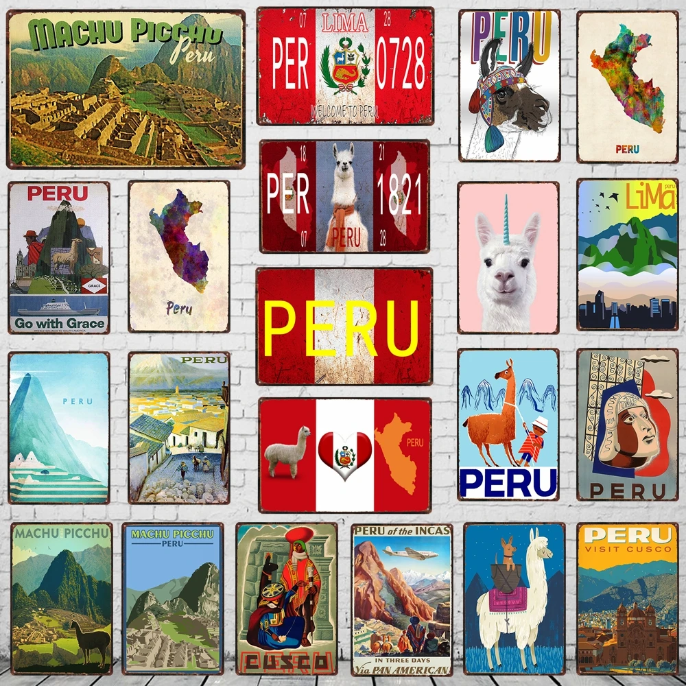【YZFQ] vyzýva Peru Cestovné Meste Lima krajiny Doska, Kov Vintage Doska na Stenu Bar, Reštaurácia, Domáce Coffee Shop Dekor 30X20CM DU-6262A