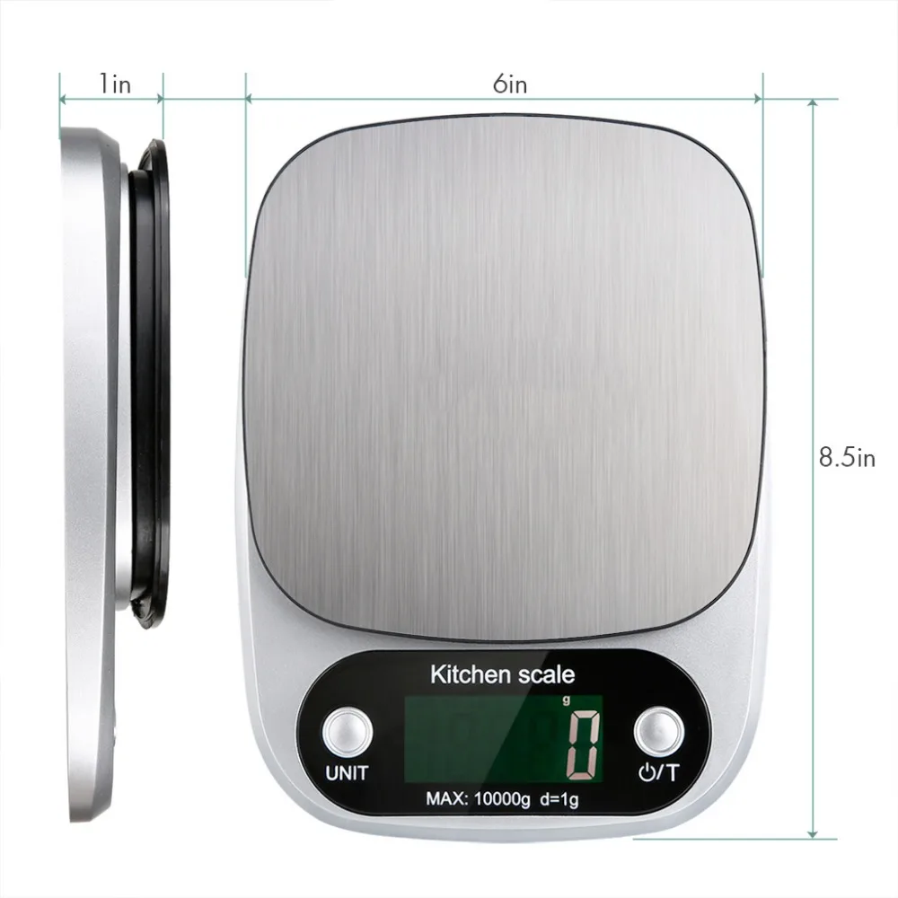 0,1 g-3 kg Elektronické Digitálne Kuchyne Potravín Rozsahu, nerezu, LCD displej