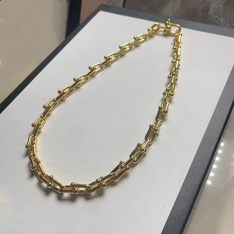 1:1 925 sterling silver náhrdelník, klasické módne vysokej kvality U-tvarované náhrdelník reťaz, originálne logo dámske šperky darček