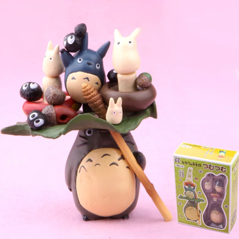 1 Krabica/set Roztomilý Kreslený Anime Hayao Miyazaki Klasické Tonari No Totoro Uhlia Loptu Elf Bábika Diy Jenga Akcie Obrázok Hračky Nastaviť Deti
