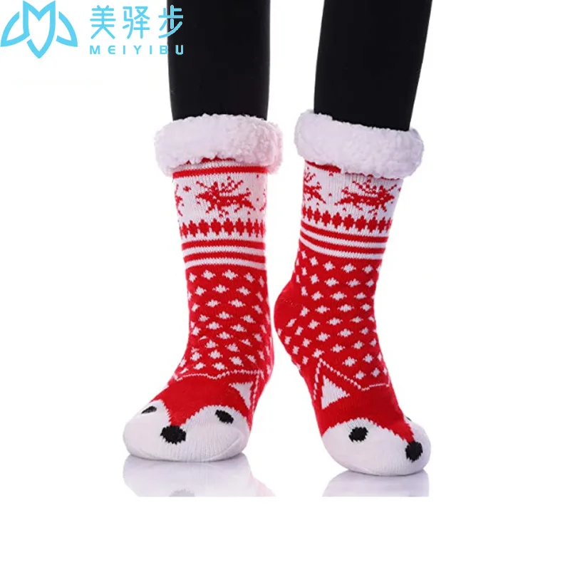 1 Pár Hrubé Teplé Podlahy Ponožka Non-slip Domov Žena Poschodí Ponožky Vianočné Darčeky Cartoon Koberec Ponožky na Zimné