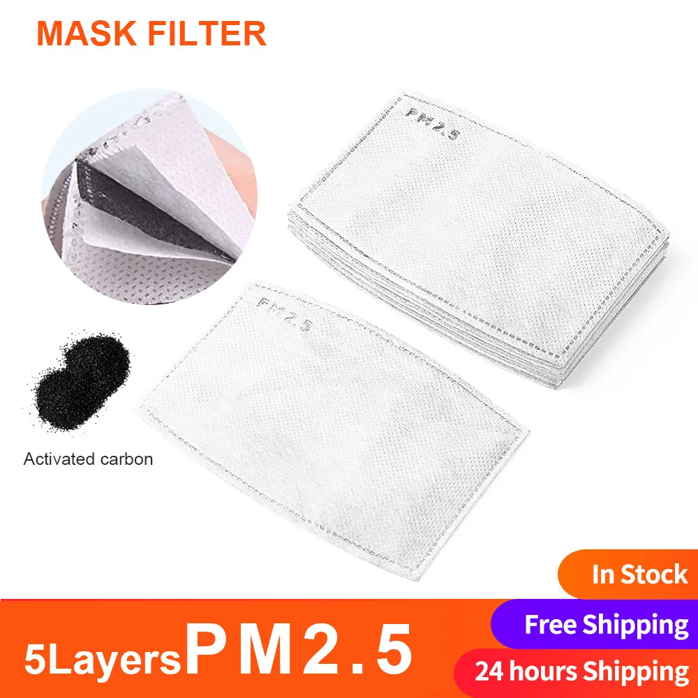 10-50PCS PM2.5 Masku, Filtračný Papier, 5 vrstvy Prachu Úst Tvár Masku Uhlíka Bavlna Ochranné Masky, Filtre, pleťové Masky Jednorázové Masky