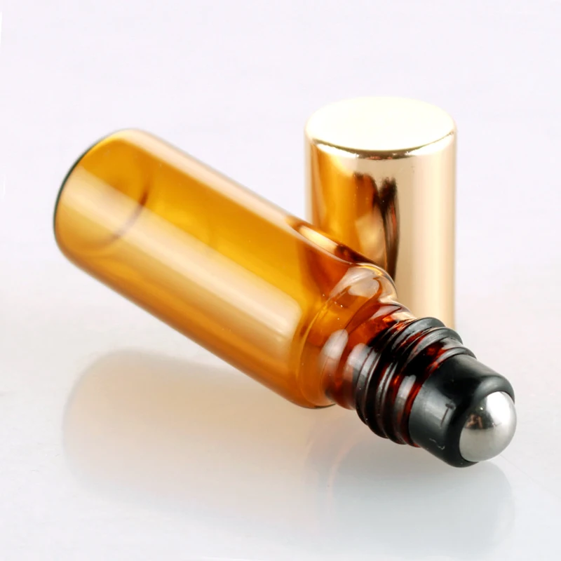 100 Ks/Veľa 5ML Esenciálny Olej Fľaše Prejdite Na Amber Sklenené Fľaše Naplniteľné Parfum Fľašu Cestovná Fľaša Kozmetické Kontajner