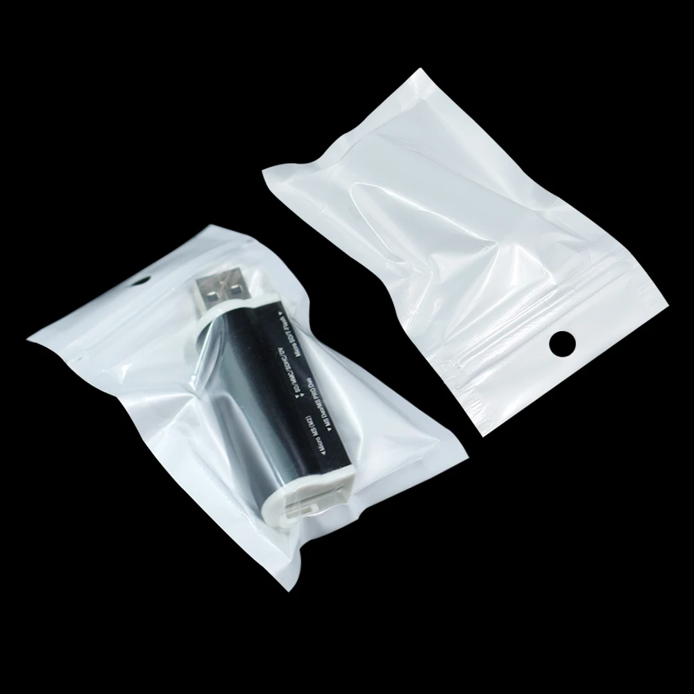 1000Pcs Biely priehľadný Plastový Zip Lock Malé Poly Package Taška s Zavesiť Otvoru na Zips, samostatné Tesnenia Vodotesný Obal Vaku