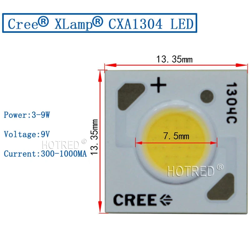 100KS CREE XLamp CXA1304 led žiarovka 3.7-10.9 W KLASU cxa 1304 9V Studenej Neutrálne Teplá Biela 5000K 3000K Dióda Vysielač cob LED Svetlo